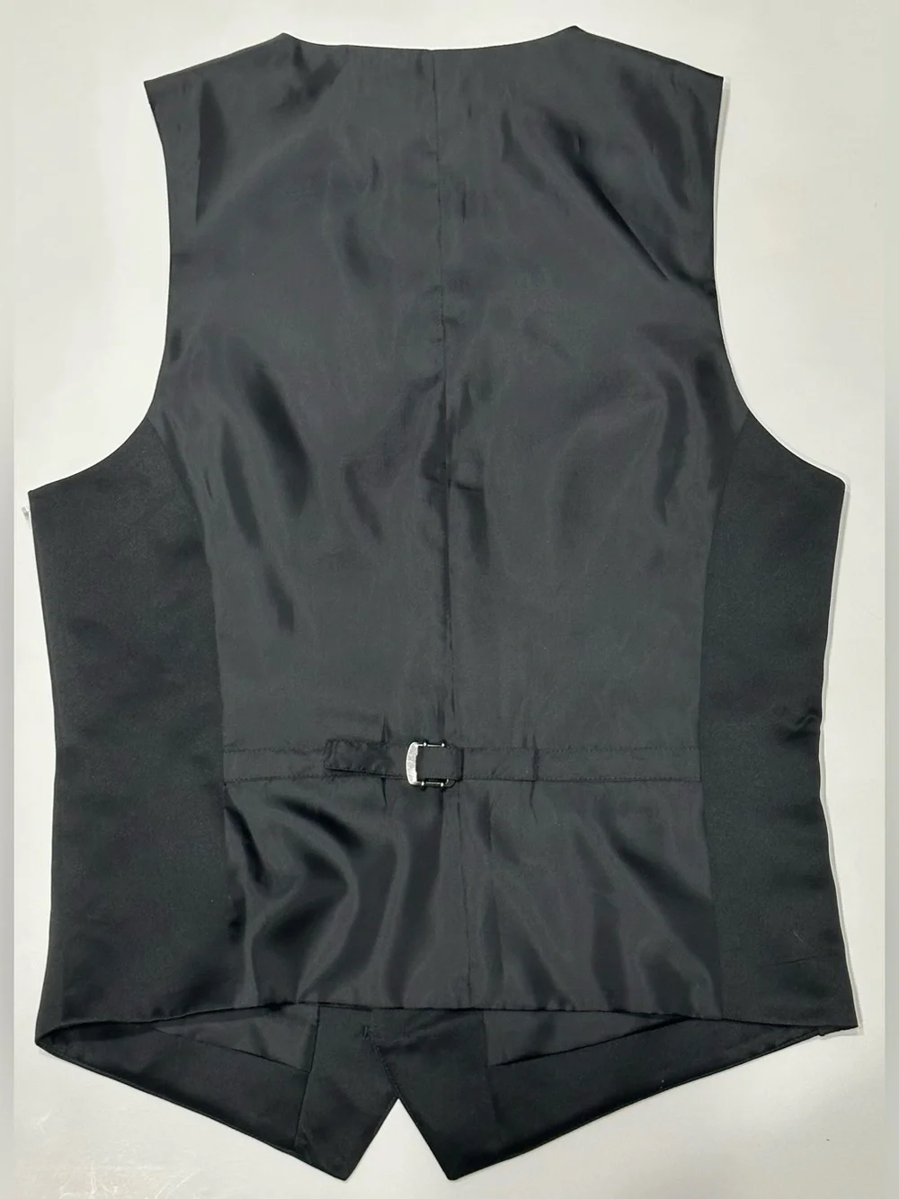 J. Ferrar Black Satin 6 Button Waistcoat Tuxedo Vest Lined Formal Size Small